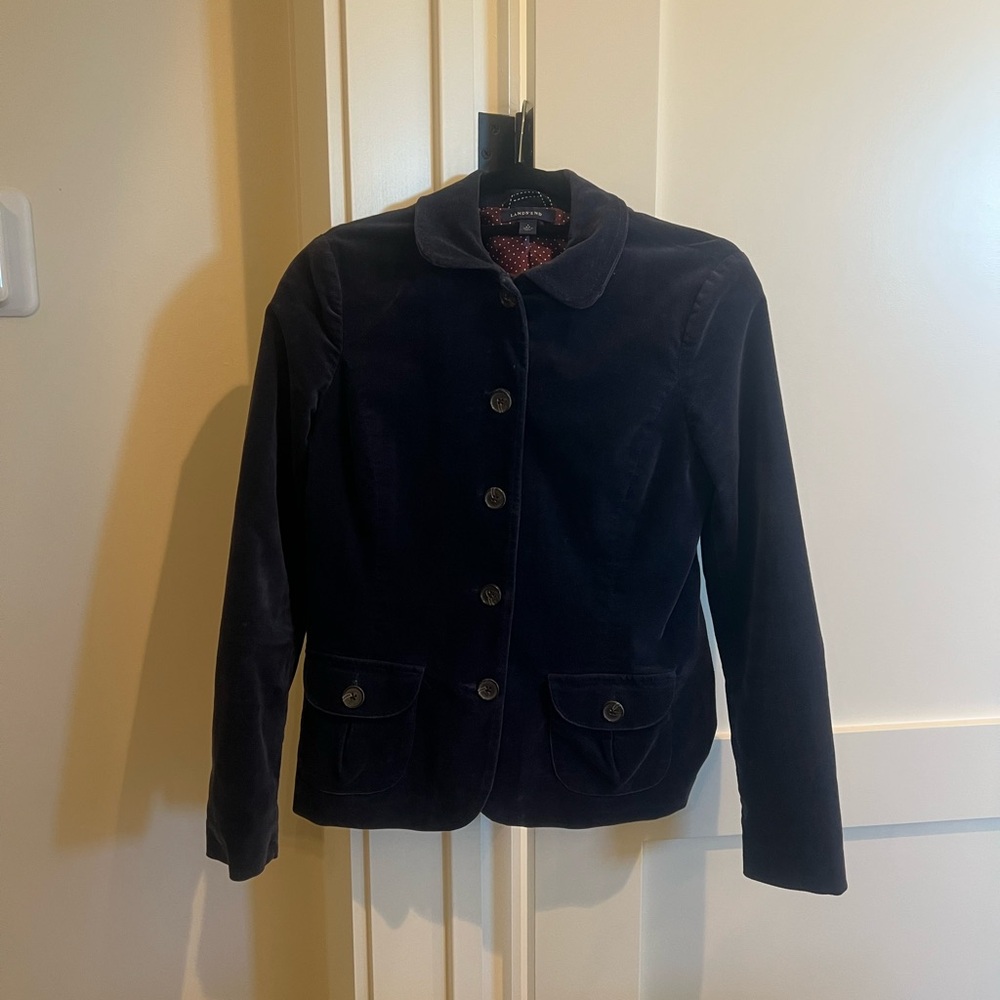 Lands' End Dark Blue Velvet Blazer